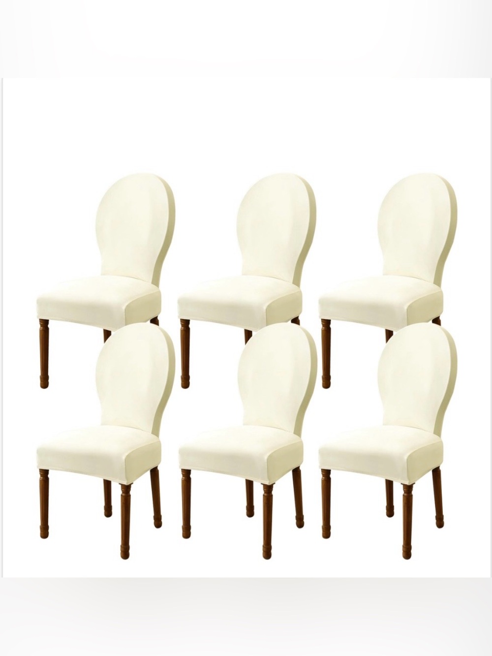 VELVET ROUND BACK Dining Chair Slipcovers (6-pack) CREAM